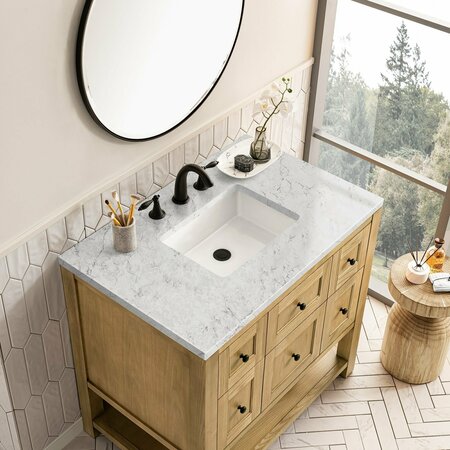 James Martin Vanities Breckenridge 36in Single Vanity, Light Natural Oak w/ 3 CM Eternal Jasmine Pearl Top 330-V36-LNO-3EJP